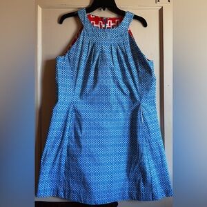 Dizzy Lizzie Teal and White Geometric Print Sheath Dress